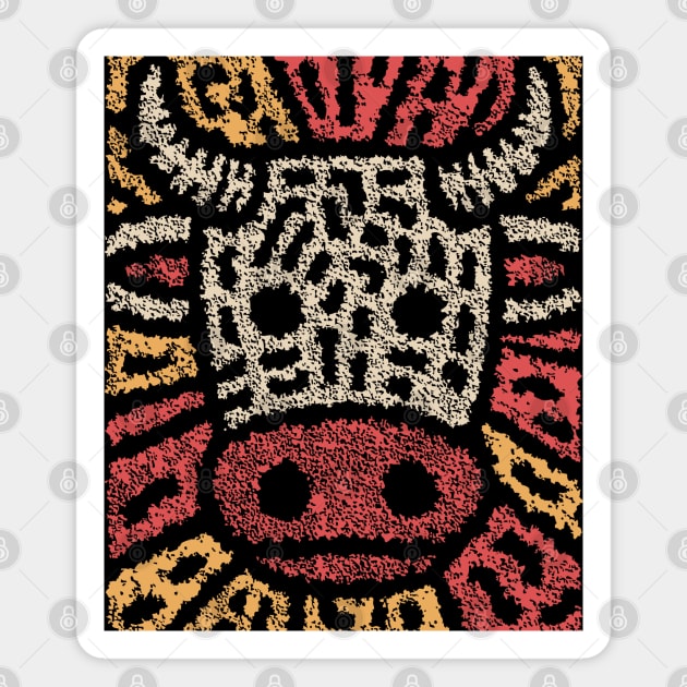 Tribal Bull Glyph | The Sacred Cow Totem Magnet by TuncGK